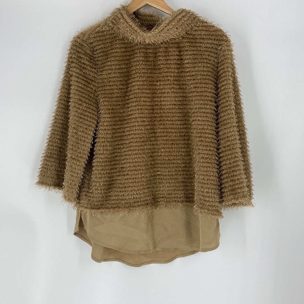 Vince Camuto eyelash gold tone shimmer boxy  top
